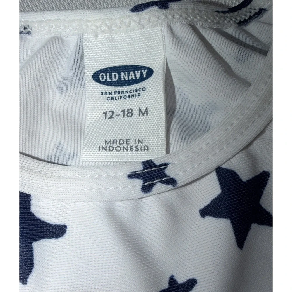Old Navy Baby STAR RASH GUARD 12-18 Months Long Sleeve Blue‎ & White Boy Or Girl